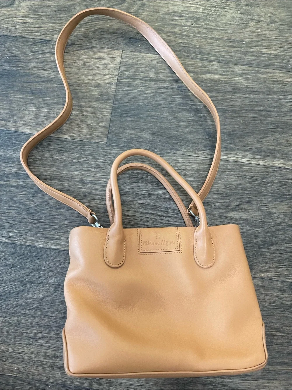 Vintage Etienne Aigner Tan Leather Satchel Top Handle